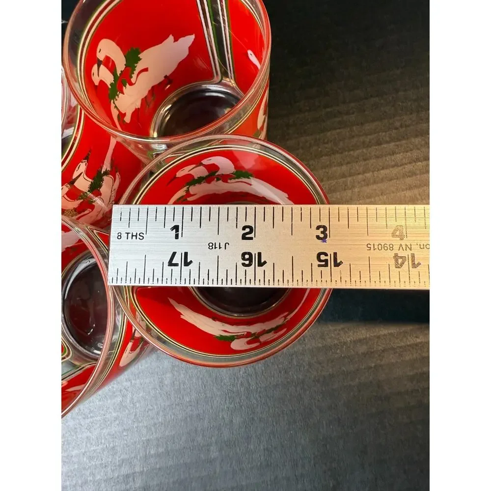 Culver Holly Goose Glasses Holiday Old Fashion Christmas Eggnog (4/14oz) w/Box